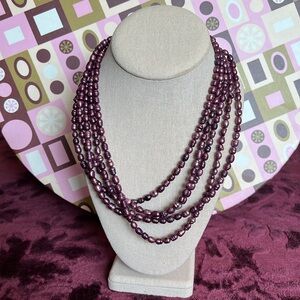 Purple 5 Strand Pearl Torsade Necklace